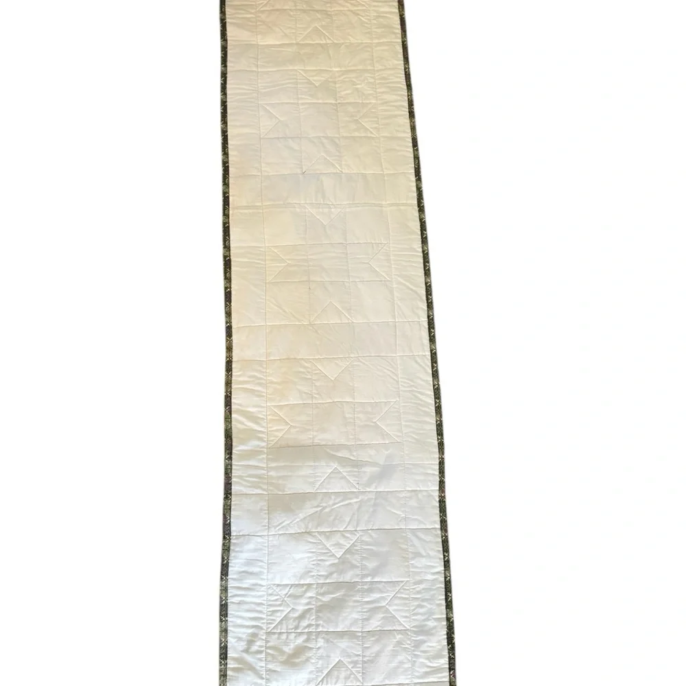 Handmade Star Block Quilted Table Runner 68”X16” Purple Green Grapes Farmhouse